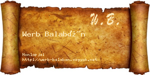 Werb Balabán névjegykártya
